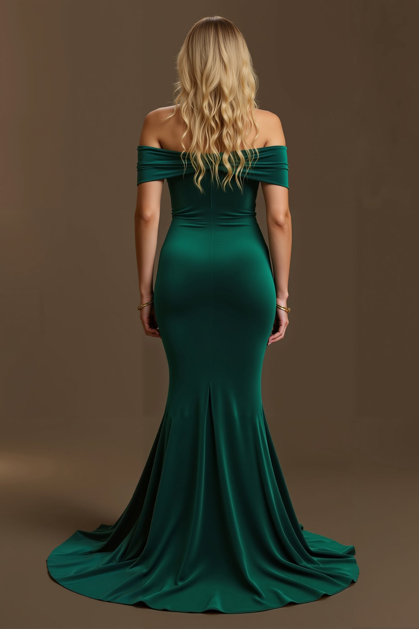 Dark Green Mermaid Off The Shoulder Long Holiday Dress