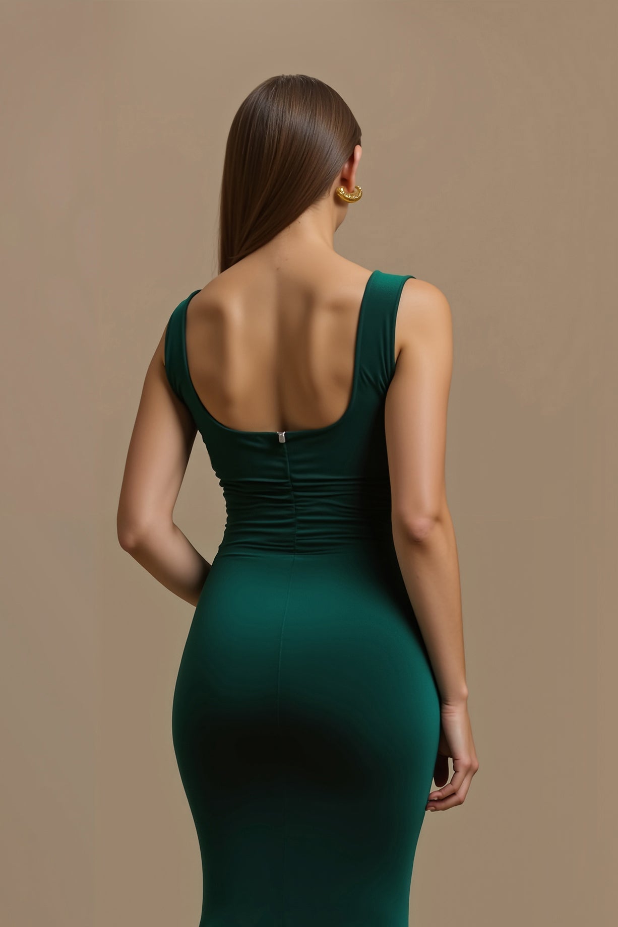 Dark Green Square Neck Mermaid Long Holiday Dress