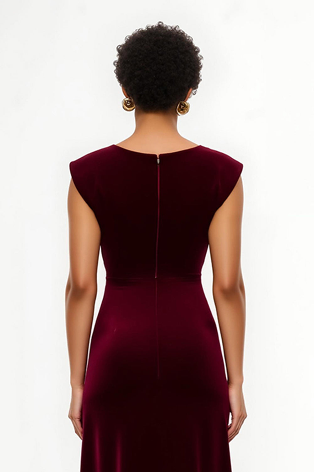 Burgundy Sheath Bateau Neck Long Holiday Dress