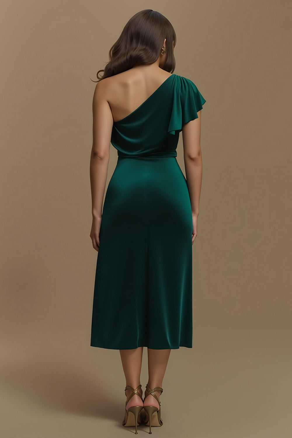Dark Green Sheath Midi Velvet Holiday Party Dress With Sleeves