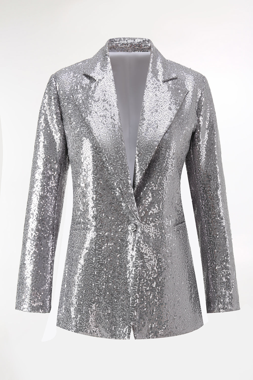 Silver Notched Lapel Sequins 2-piece Women Suits
