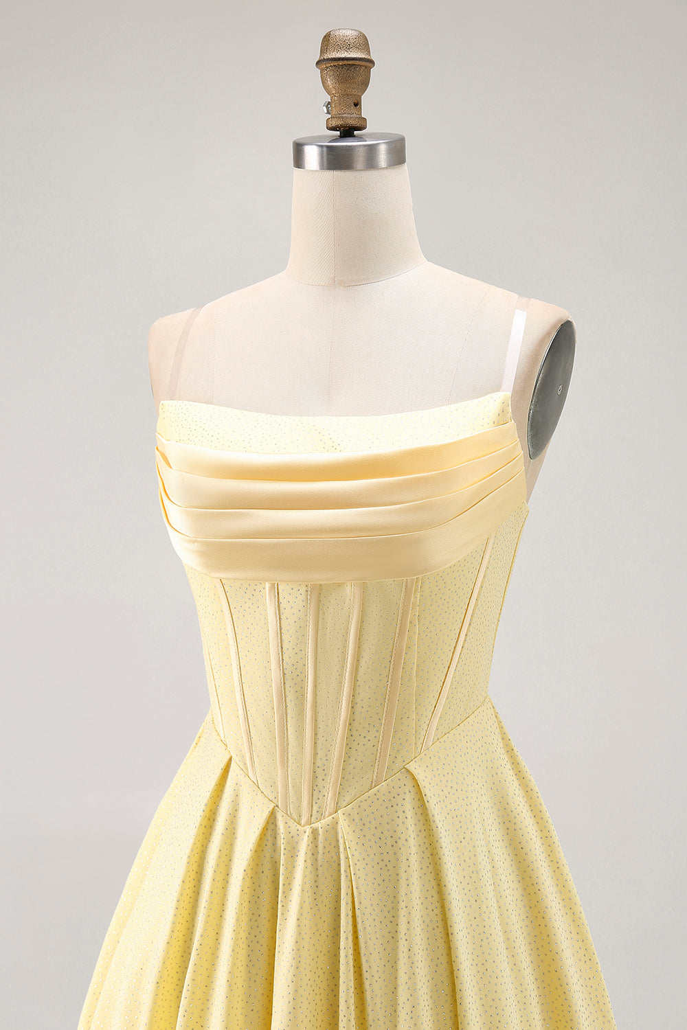 Yellow Strapless A-Line Corset Homecoming Dress with Beading