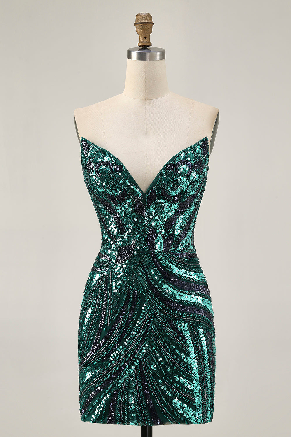 Sparkly Royal Blue Strapless Sequins Short Tight Homecoming Dress with Beading