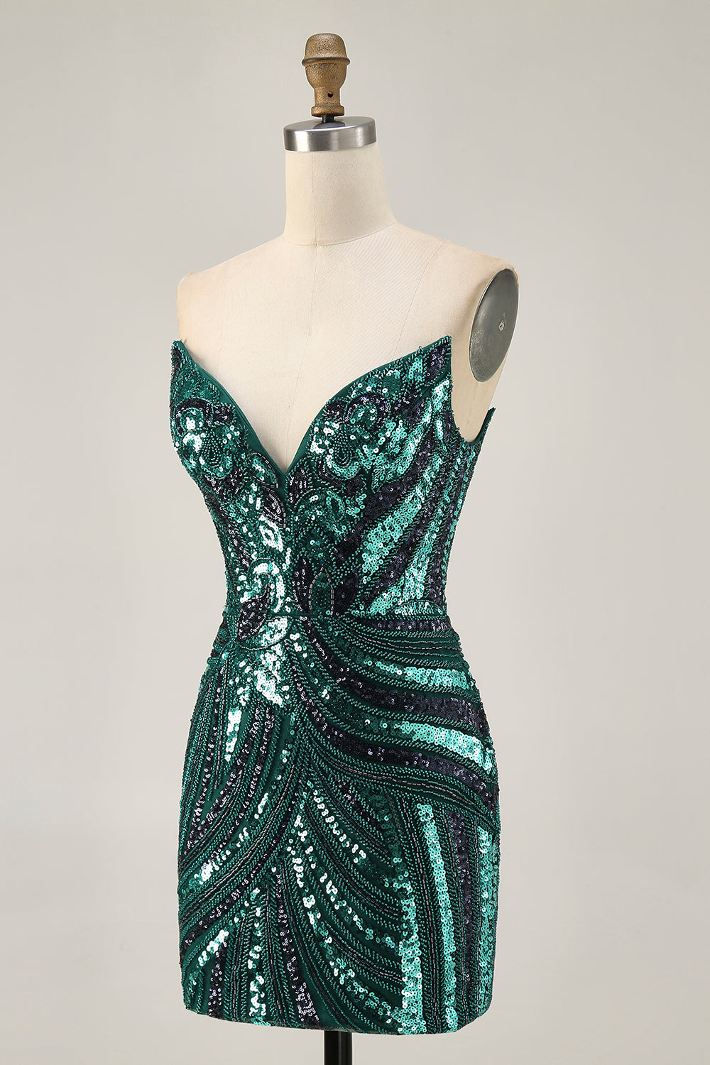 Sparkly Royal Blue Strapless Sequins Short Tight Homecoming Dress with Beading