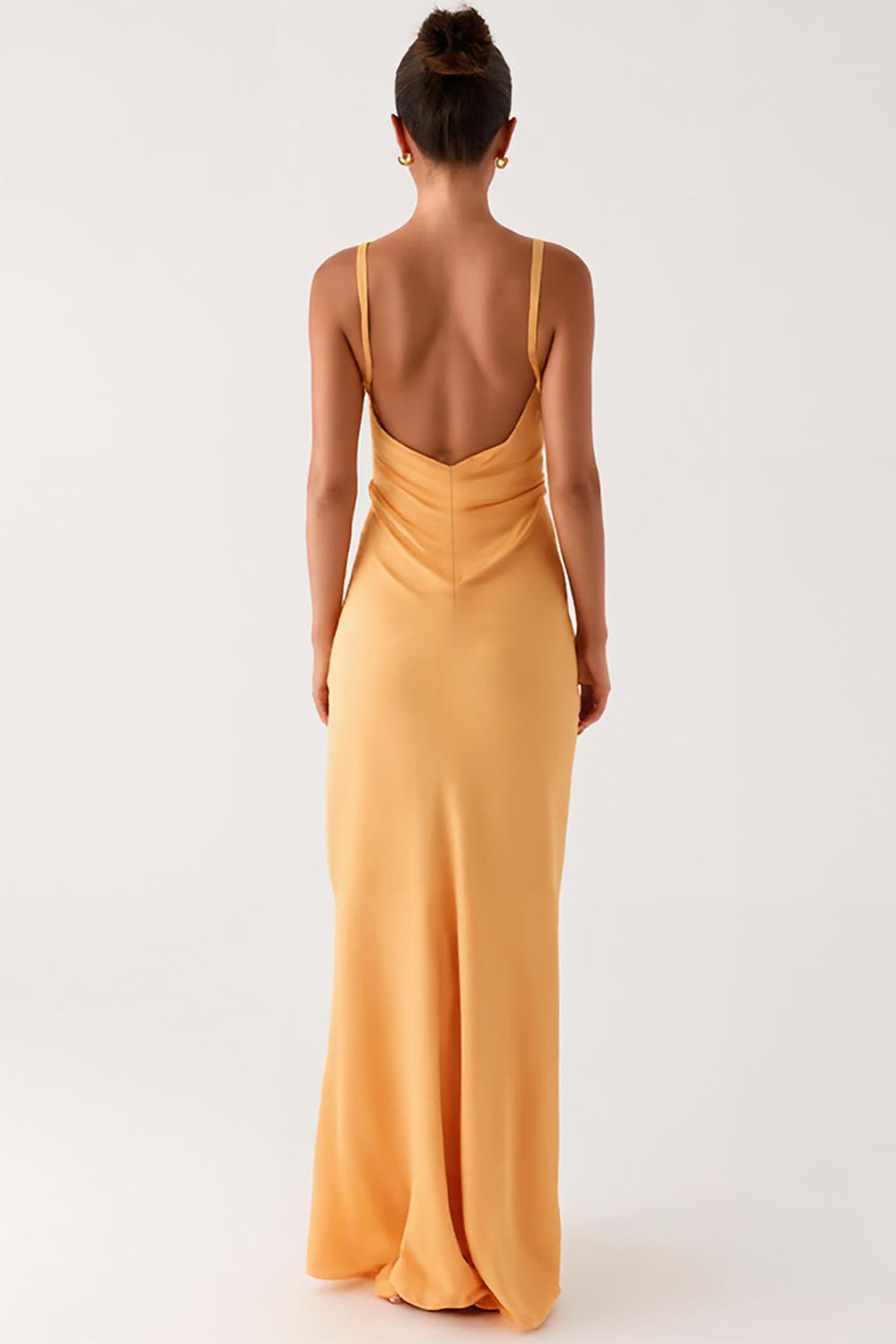 Light Yellow Cut Out Spaghetti Straps Sheath Formal Dress