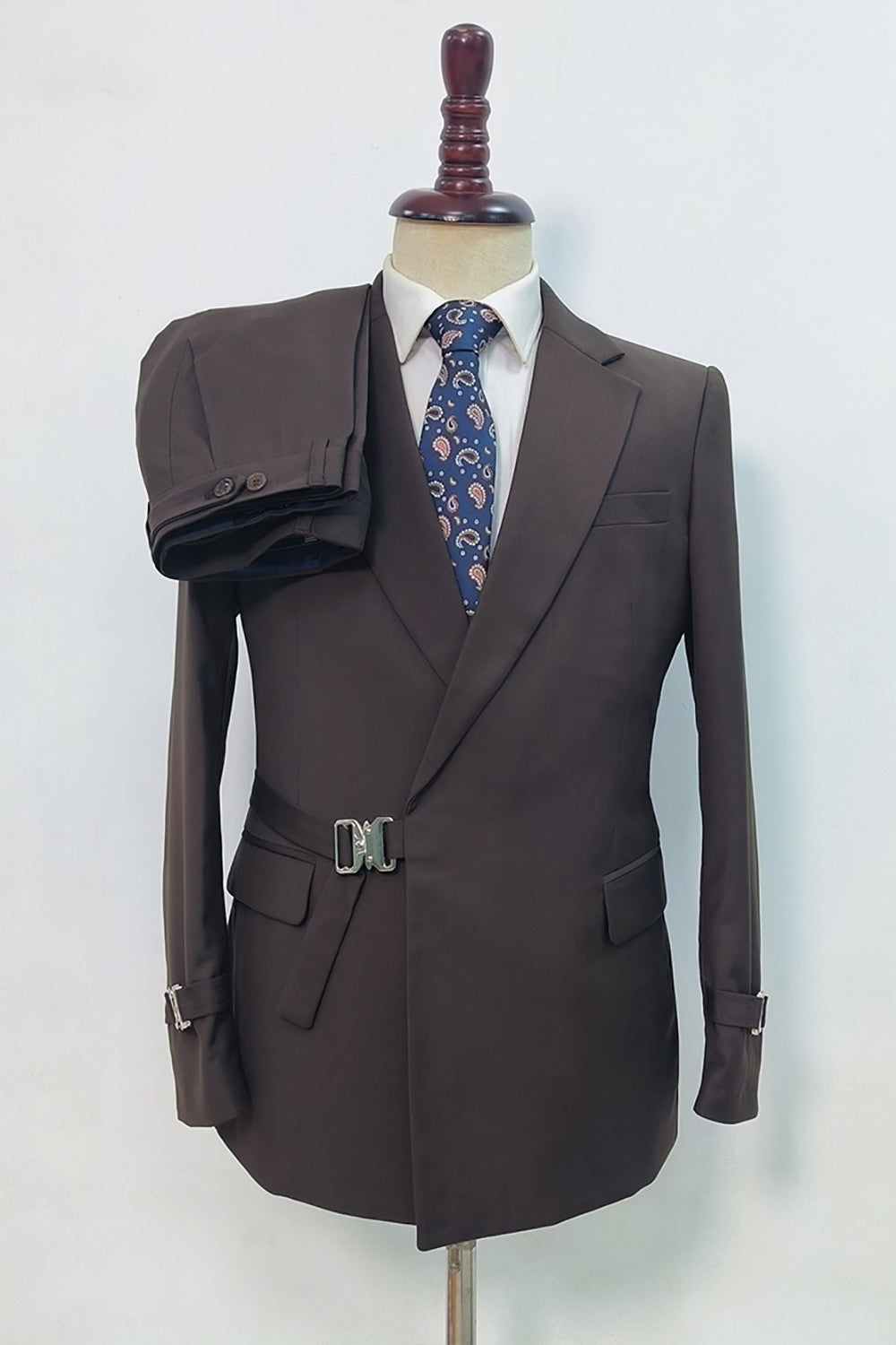 Navy Notched Lapel 2 Pieces Slim Fit Formal Suits