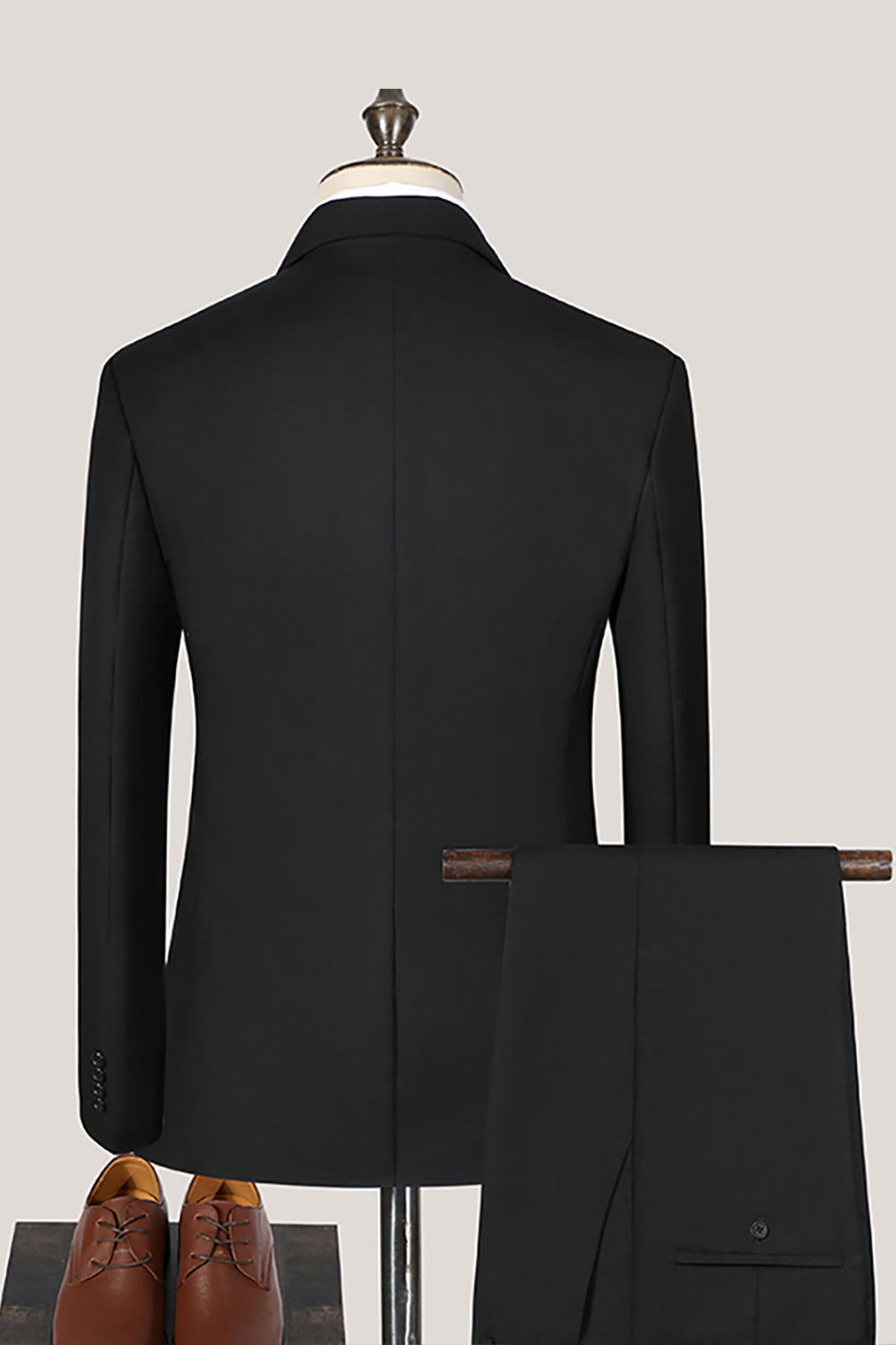 Black Notched Lapel 3 Pieces Slim Fit Men's Suits