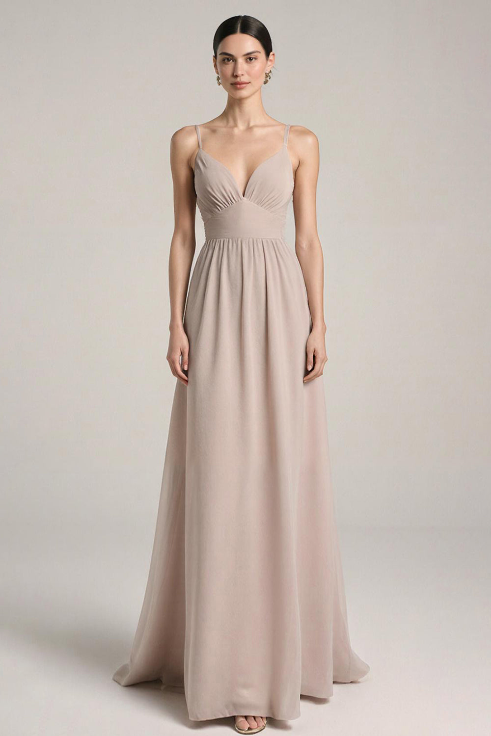 Light Pink Satin Sheath Spaghetti Straps Long Prom Dress