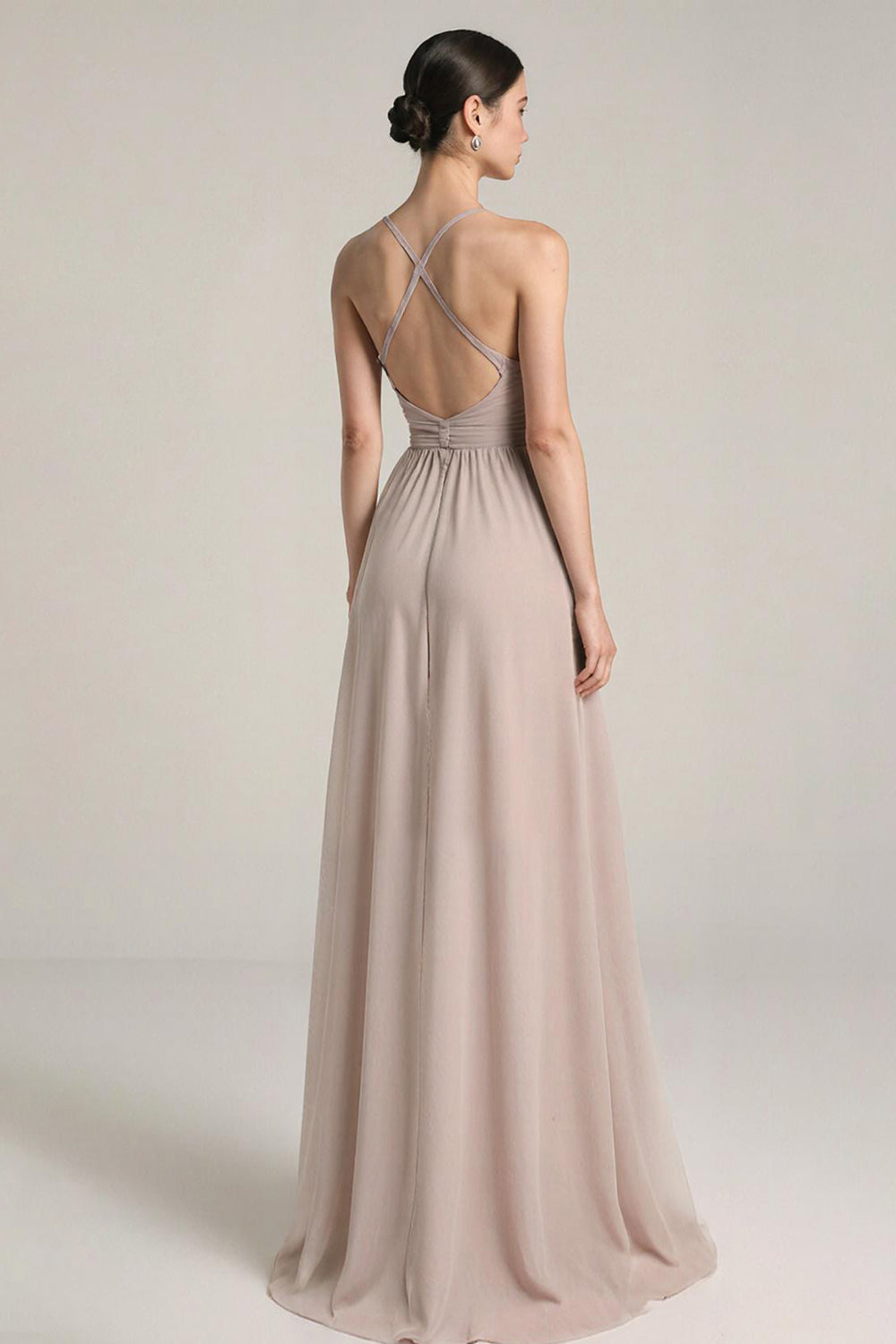 Light Pink Satin Sheath Spaghetti Straps Long Prom Dress