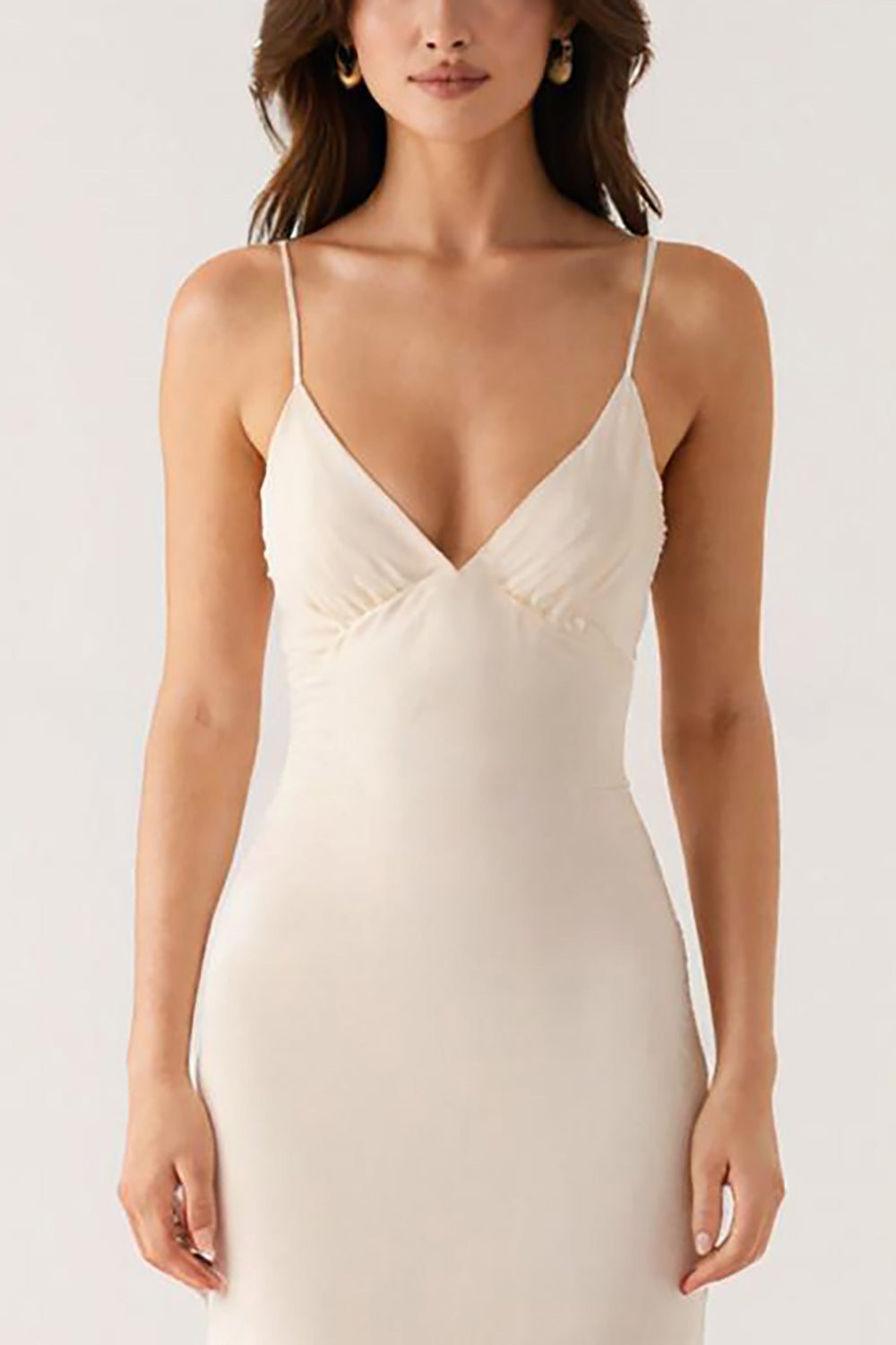 Ivory Sheath Spaghetti Straps Long Formal Dress