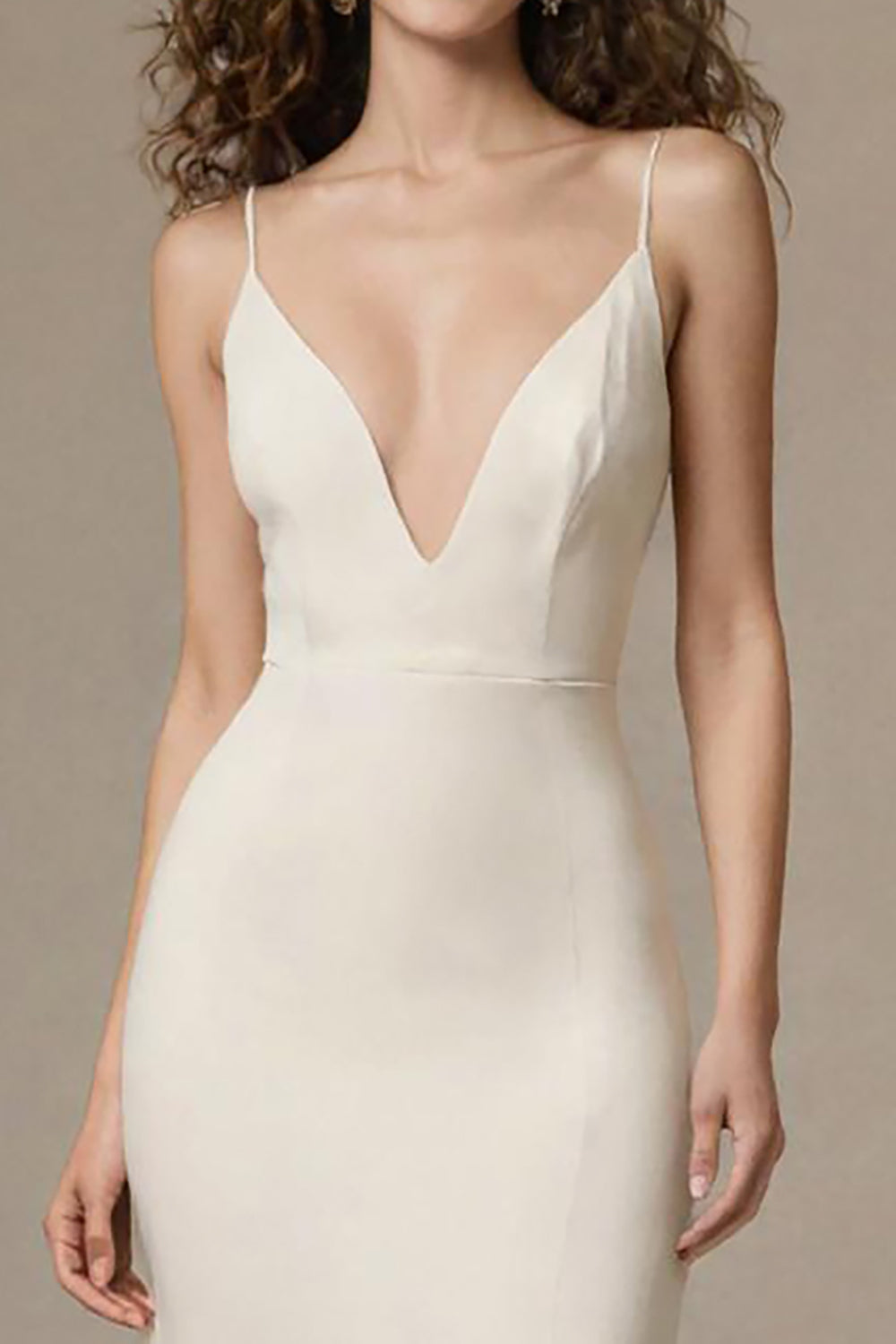 Ivory Mermaid Spaghetti Straps Long Formal Dress