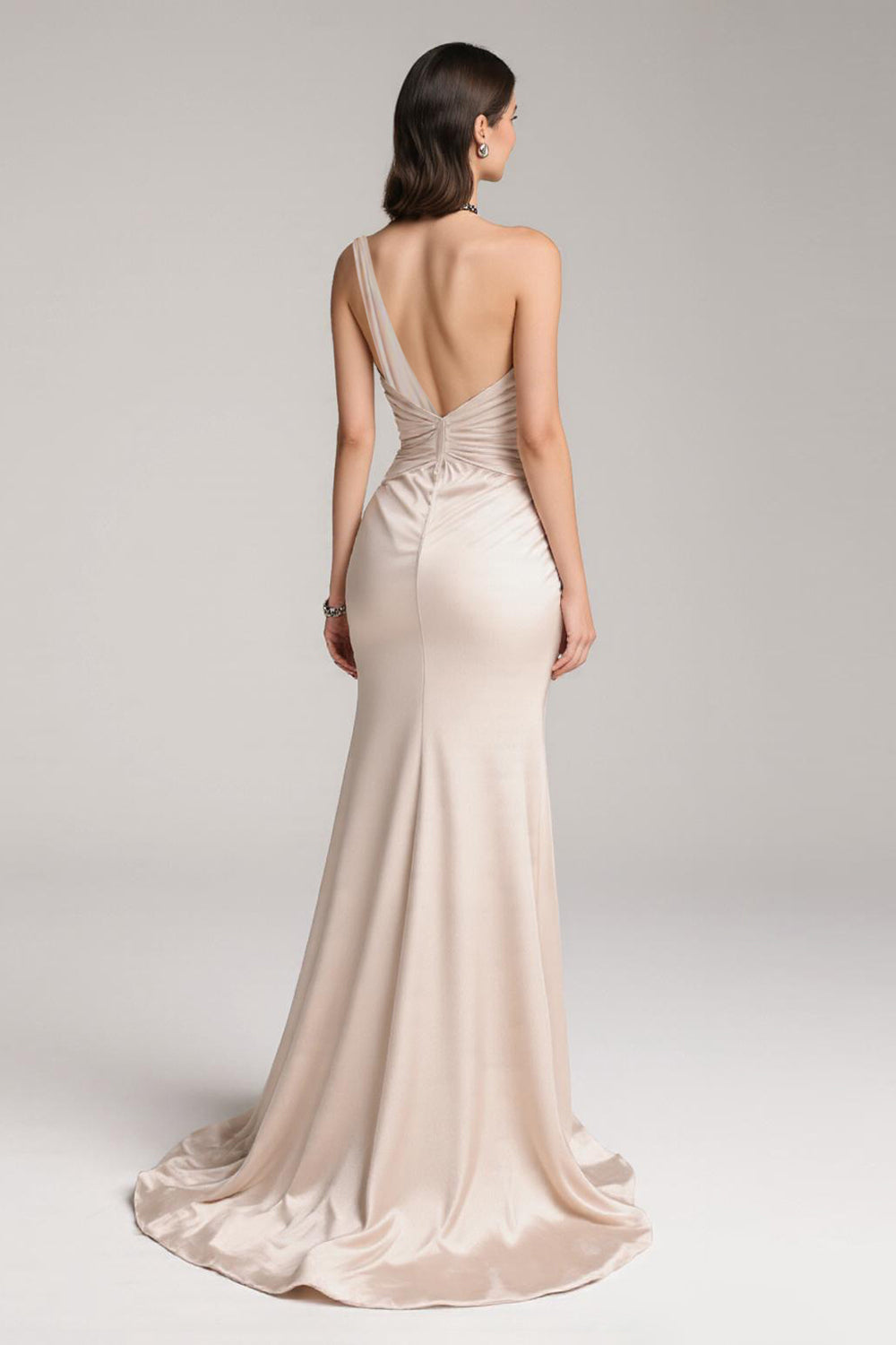 Ivory Mermaid One Shoulder Pageant Dress