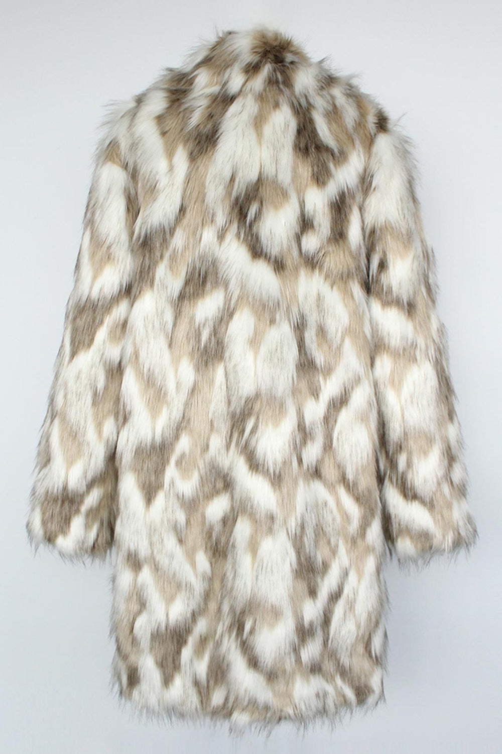 Grey Faux Fur Notched Lapel Long Winter Men's Coat