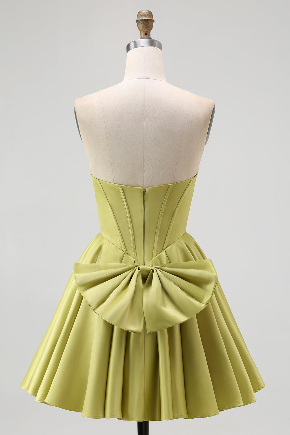 Green Strapless Corset A Line Homecoming Dress