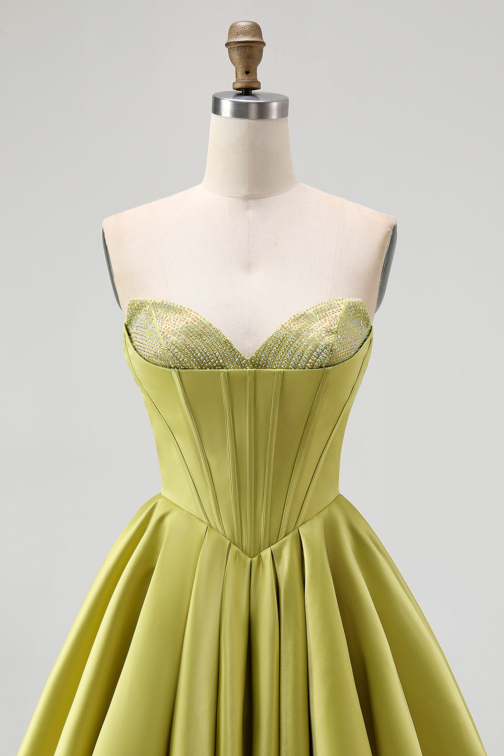 Green Strapless Corset A Line Homecoming Dress