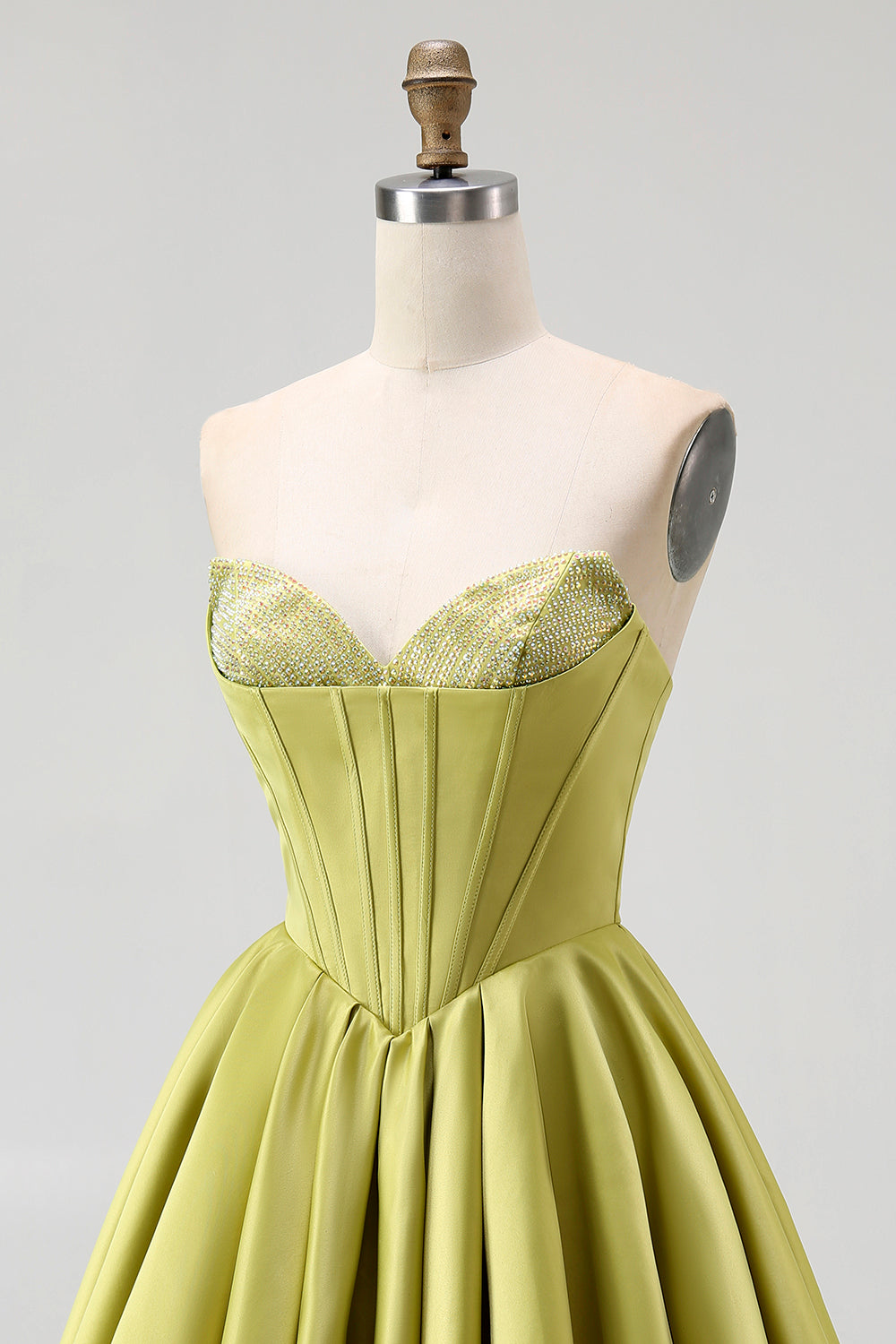Green Strapless Corset A Line Homecoming Dress