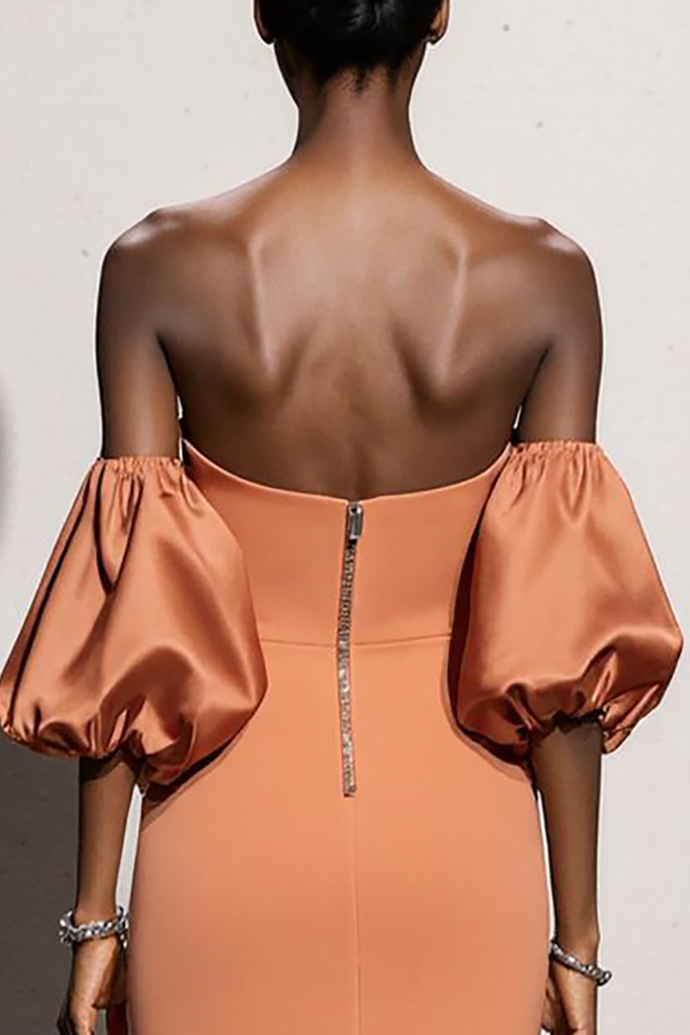 Orange Strapless Mermaid Long Evening Dress