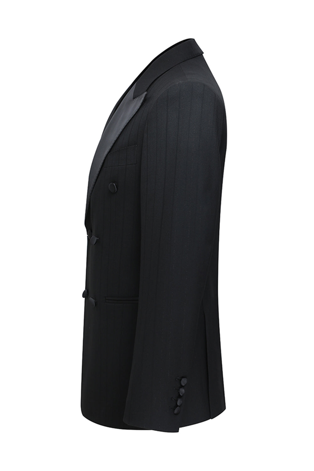 2 Piece Peak Lapel Double Breasted Black Men's Party Suits