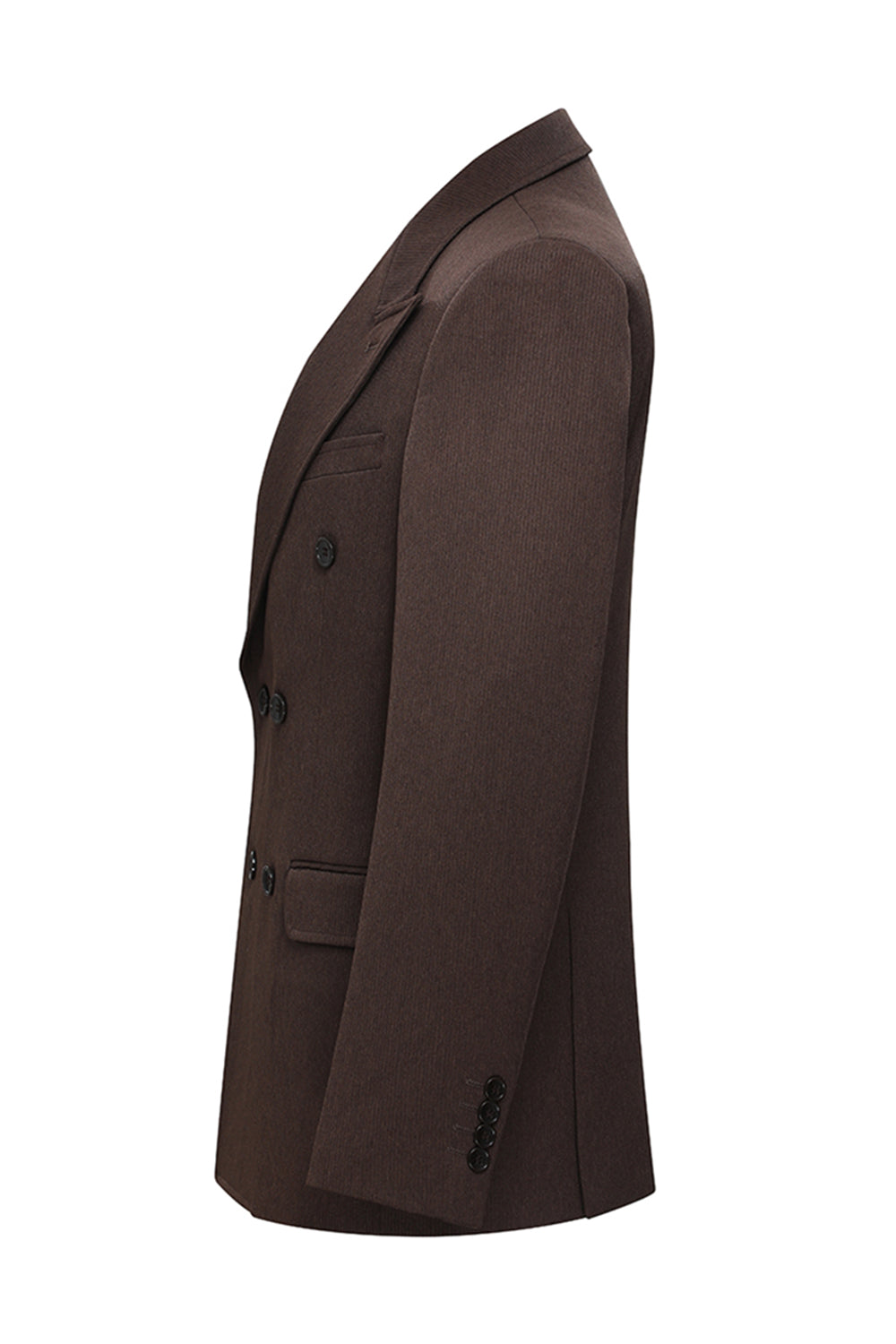 Coffee Double Breasted Peak Lapel 2 Piece Men's Suits