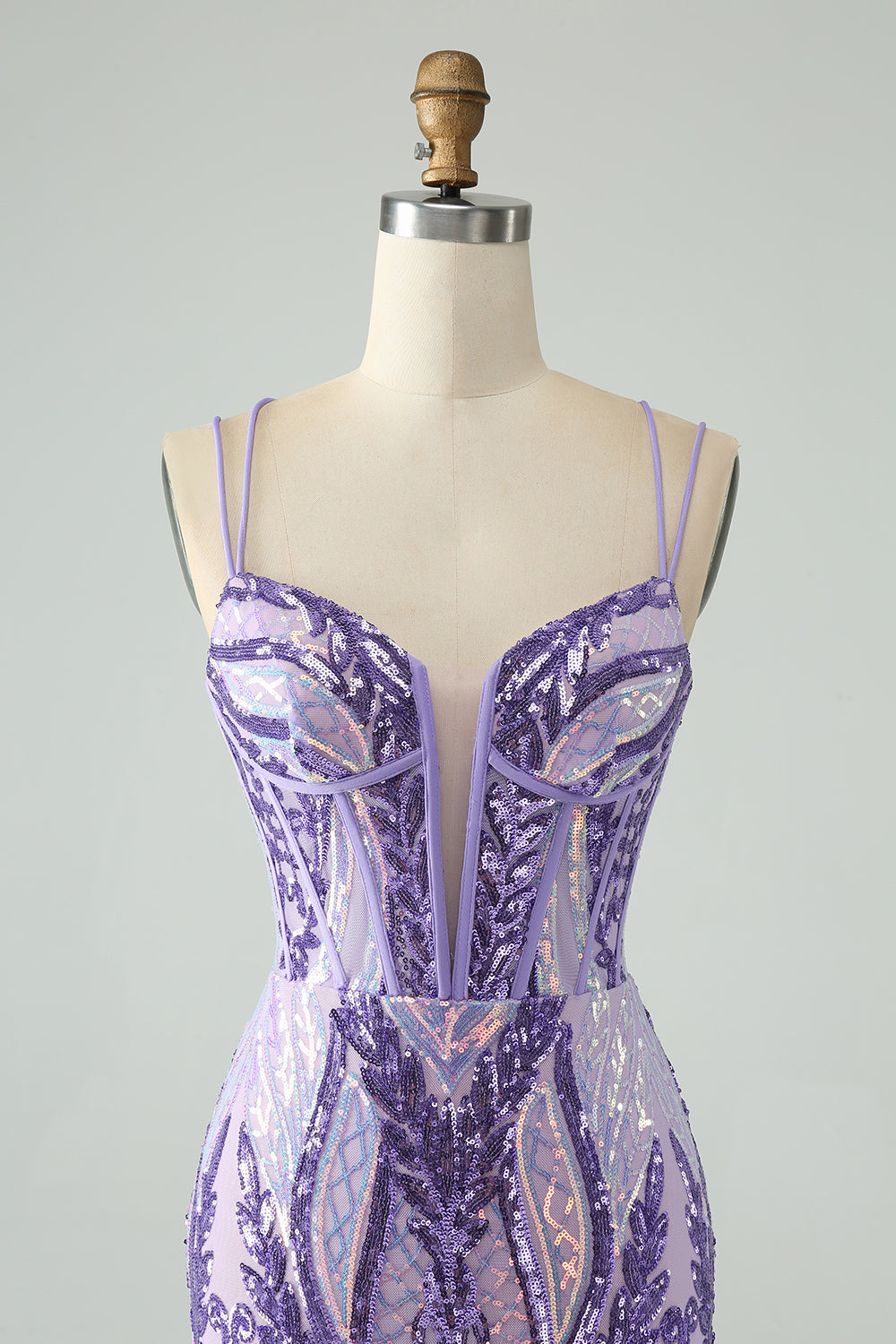 Green Corset Spaghetti Straps Homecoming Dress With Sequins