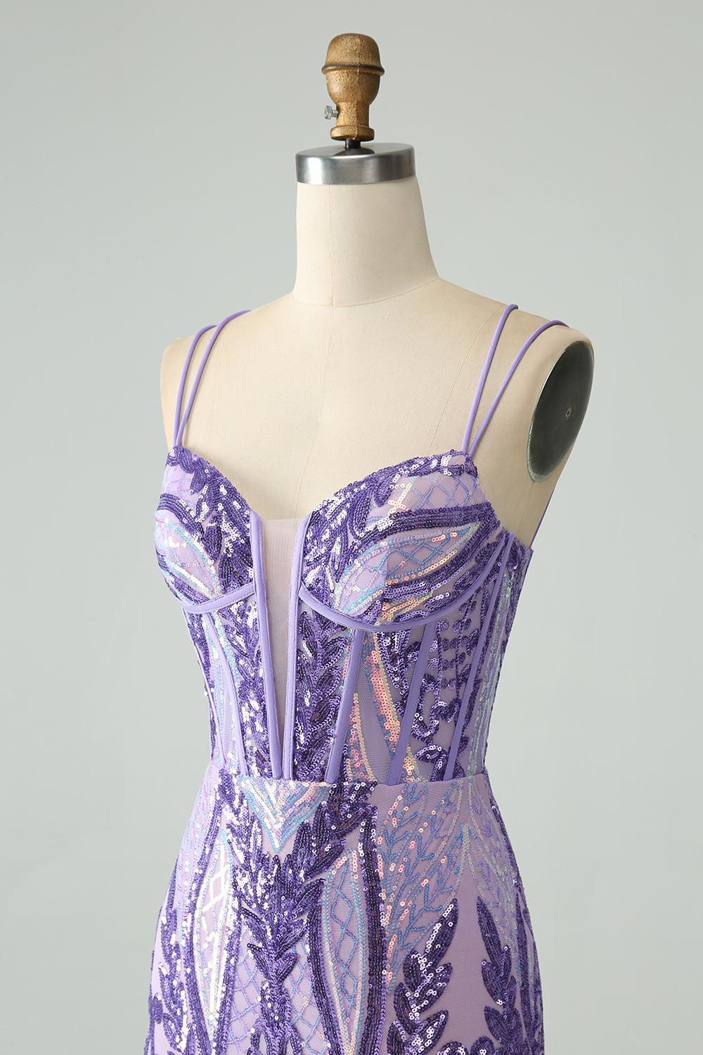 Green Corset Spaghetti Straps Homecoming Dress With Sequins