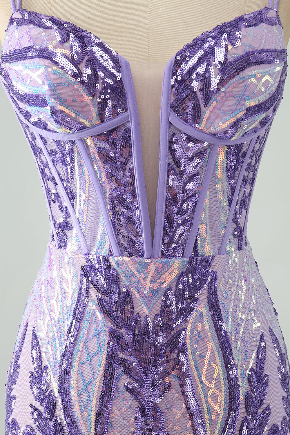 Green Corset Spaghetti Straps Homecoming Dress With Sequins