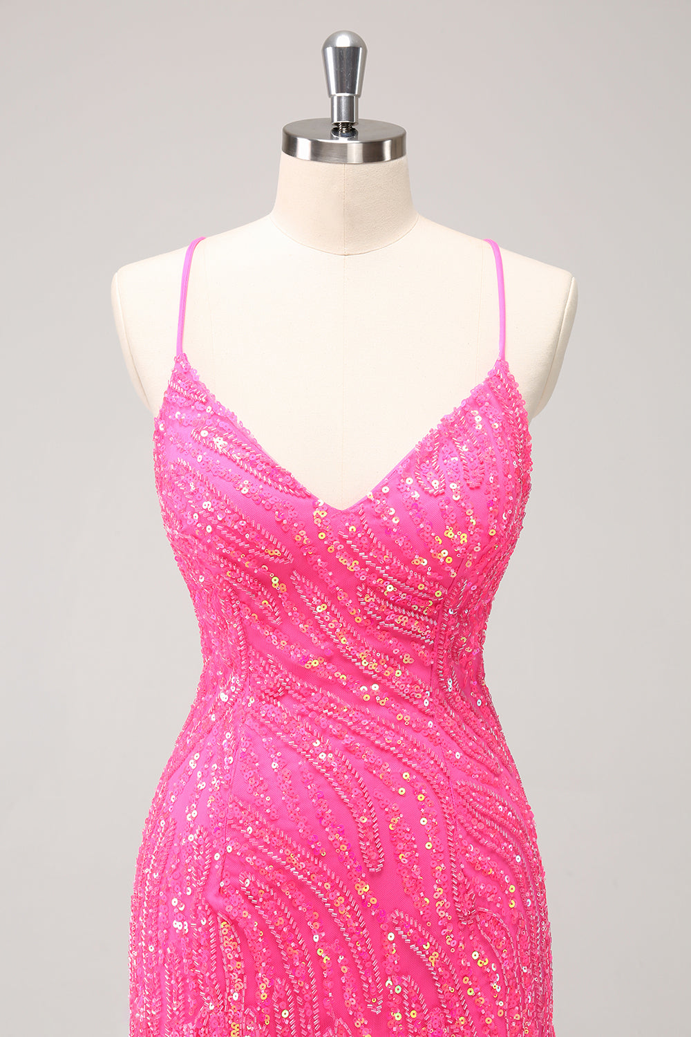 Sparkly Gold Tight Sequins V Neck Homecoming Dress with Fringes