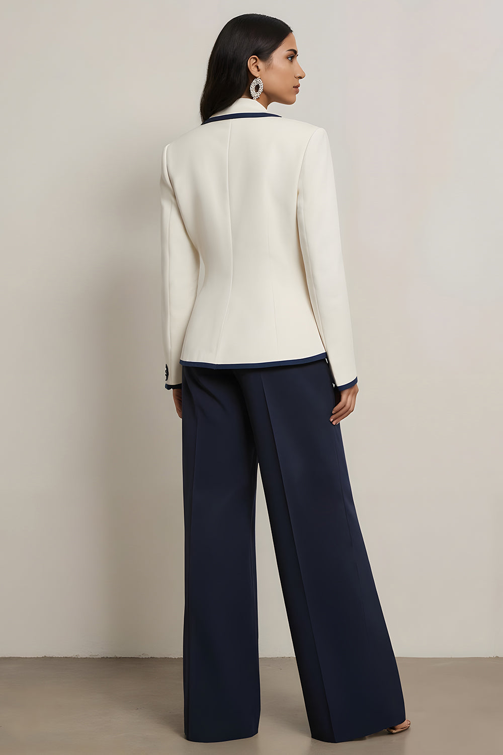 White Blue Peak Lapel One Button 2 Piece Women Suits