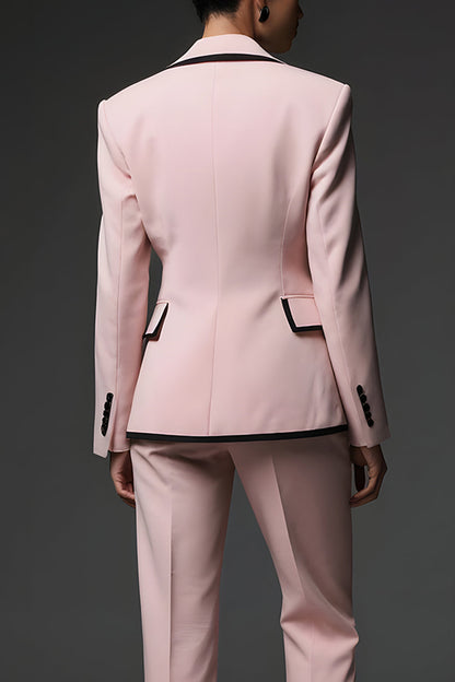 Pink Notched Lapel 2 Piece Women Suits with Pocket