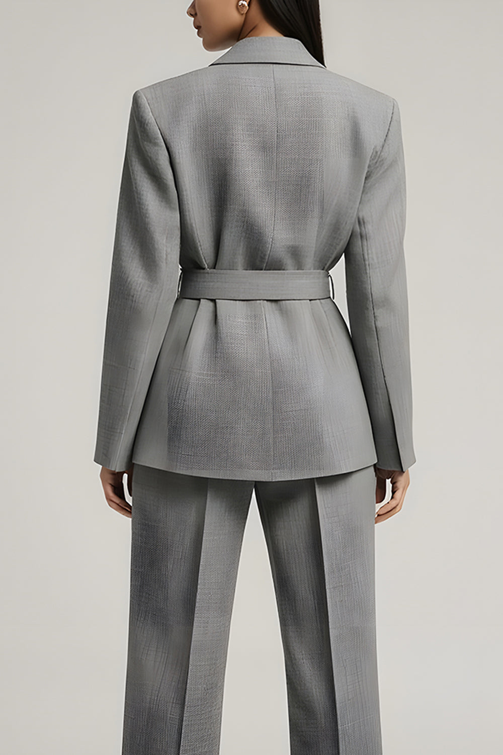 Grey Peak Lapel 2 Piece Women Suits with Bowknot