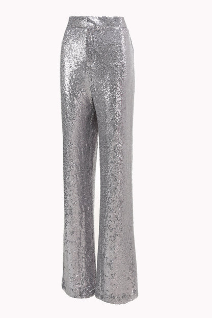 Silver Notched Lapel Sequins 2-piece Women Suits
