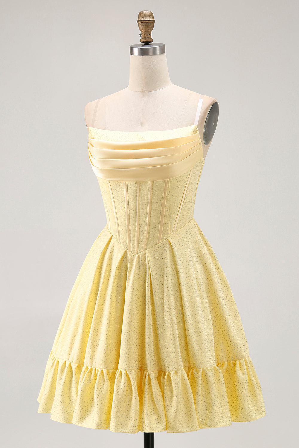 Yellow Strapless A-Line Corset Homecoming Dress with Beading