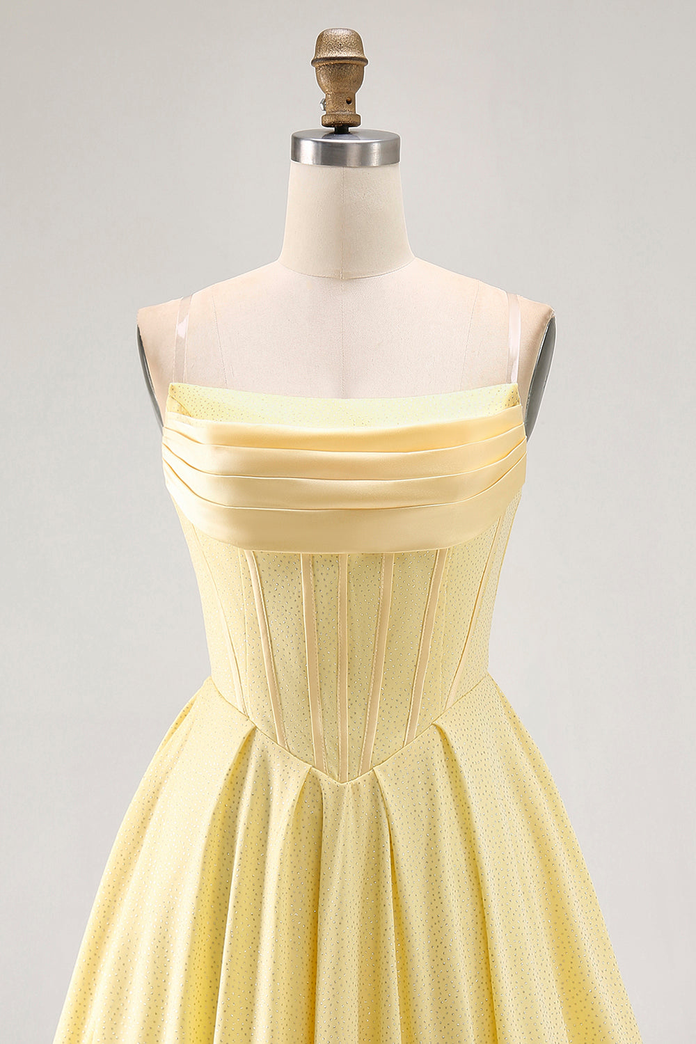 Yellow Strapless A-Line Corset Homecoming Dress with Beading
