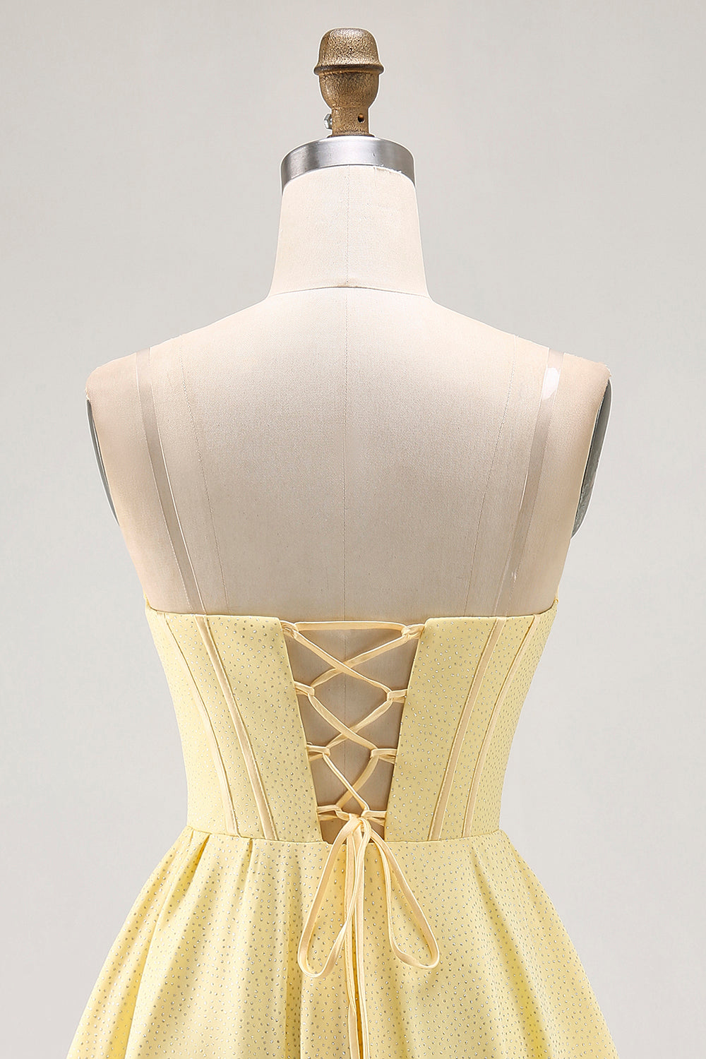 Yellow Strapless A-Line Corset Homecoming Dress with Beading