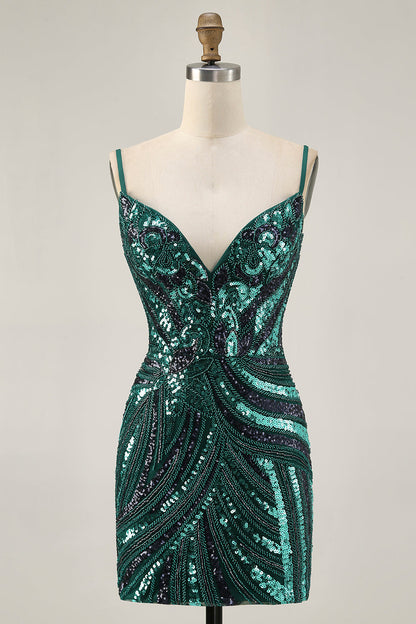 Sparkly Royal Blue Strapless Sequins Short Tight Homecoming Dress with Beading