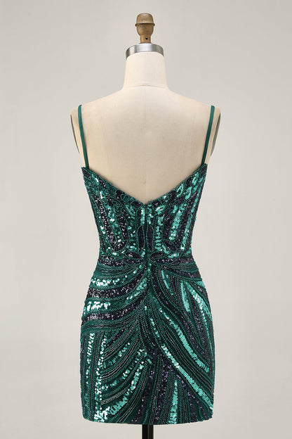 Sparkly Royal Blue Strapless Sequins Short Tight Homecoming Dress with Beading