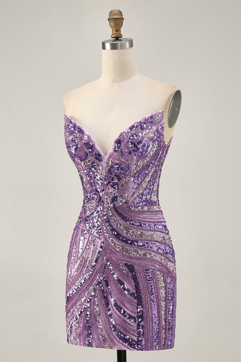 Sparkly Royal Blue Strapless Sequins Short Tight Homecoming Dress with Beading