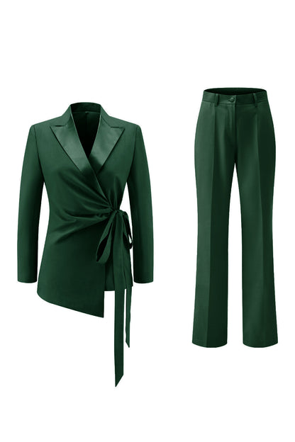 Lilac Peak Lapel Ruched Women Suits with Sash