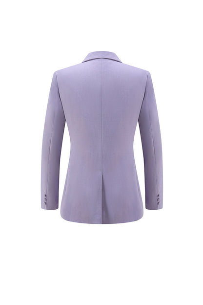 Lilac Peak Lapel Ruched Women Suits with Sash