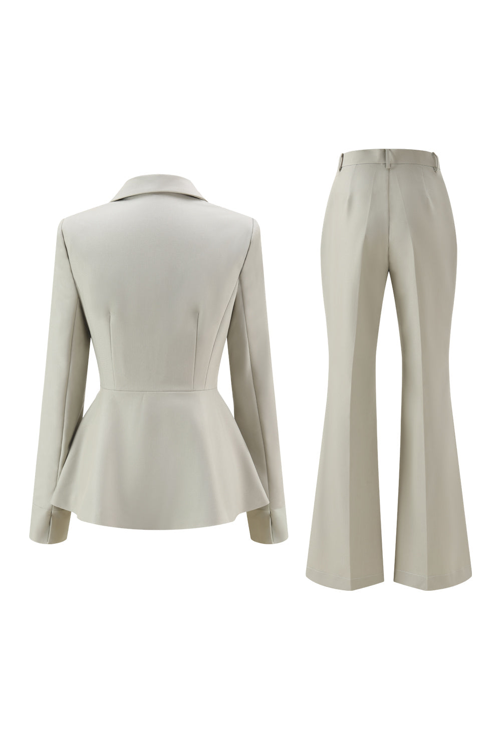 Grey Green Slim Fit 2-piece Women Suits with Button