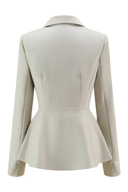 Grey Green Slim Fit 2-piece Women Suits with Button