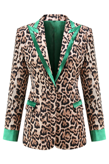 Coffee Leopard Peaked lapel 2 Pieces Prom Suits