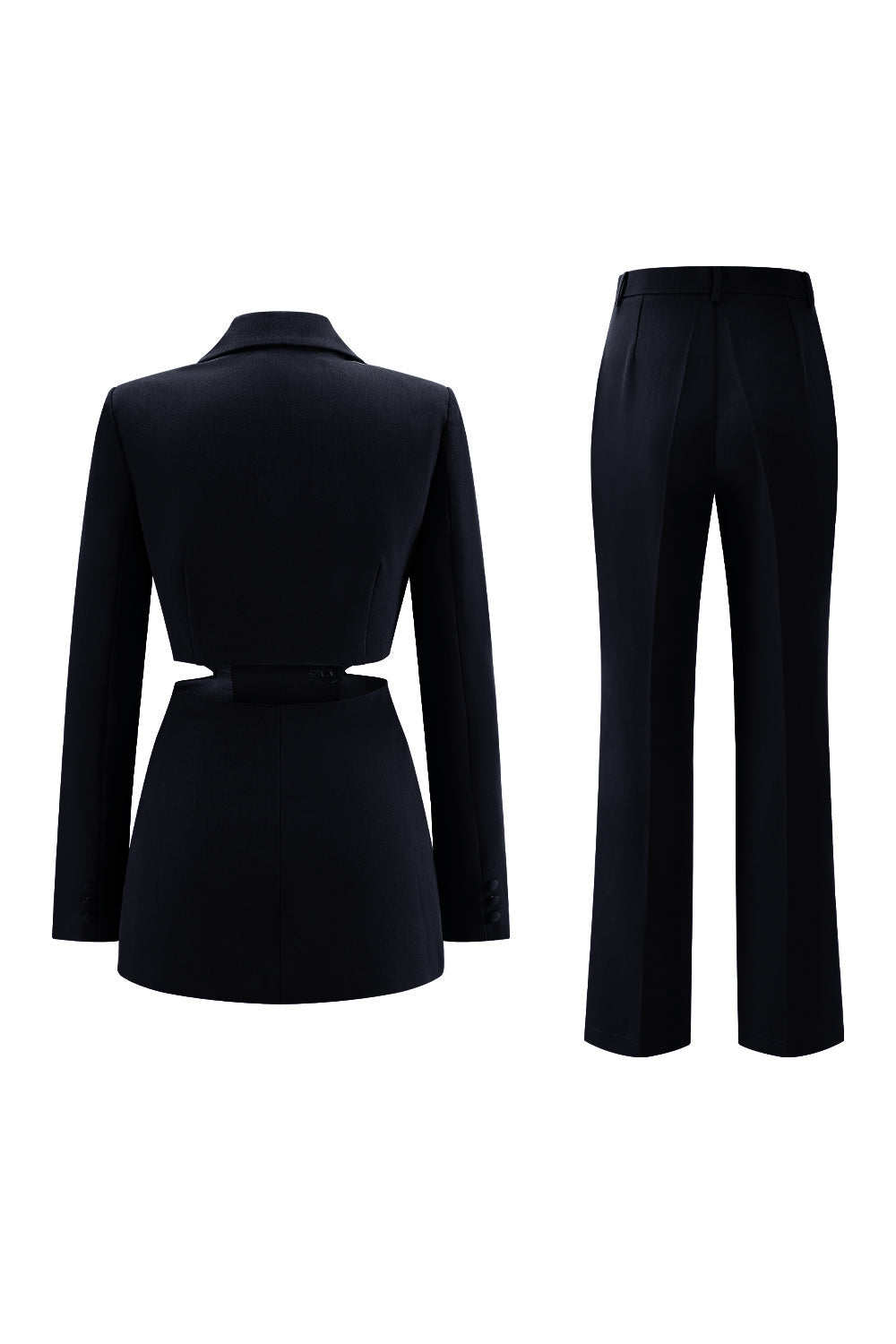 Grey Blue Notched Lapel 2 Pieces Cut Out Prom Suits