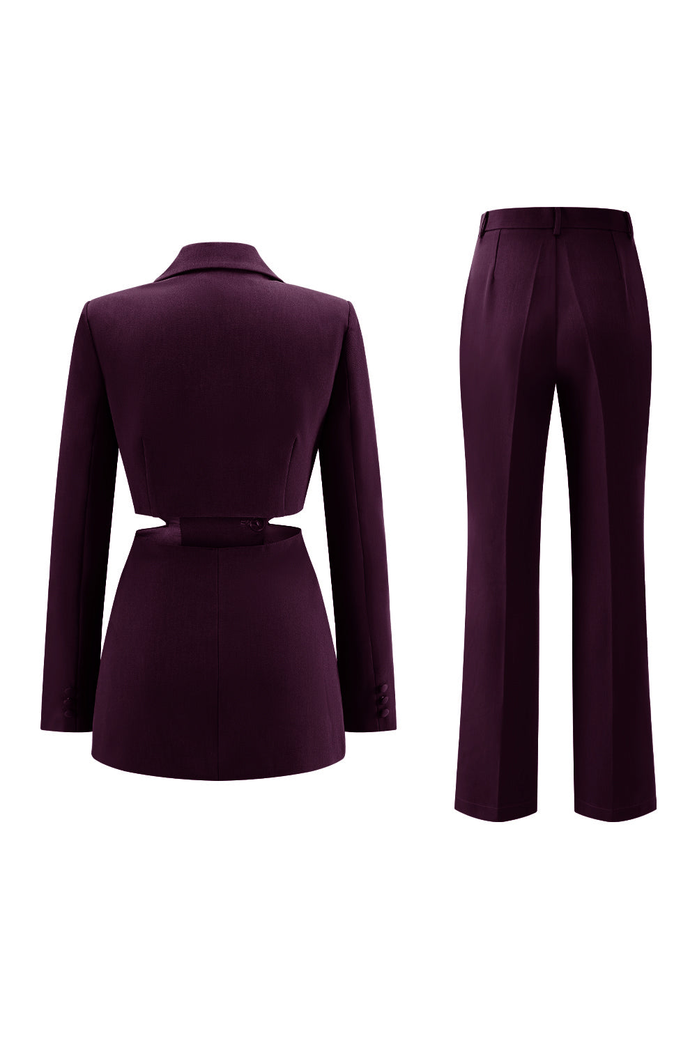 Grey Blue Notched Lapel 2 Pieces Cut Out Prom Suits