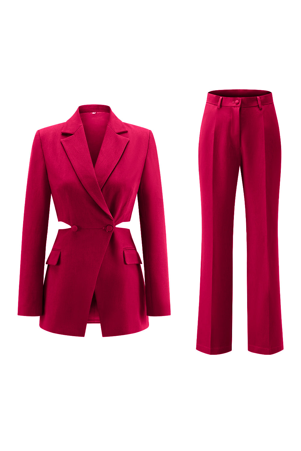 Grey Blue Notched Lapel 2 Pieces Cut Out Prom Suits