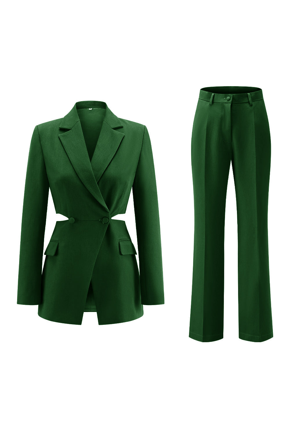 Grey Blue Notched Lapel 2 Pieces Cut Out Prom Suits