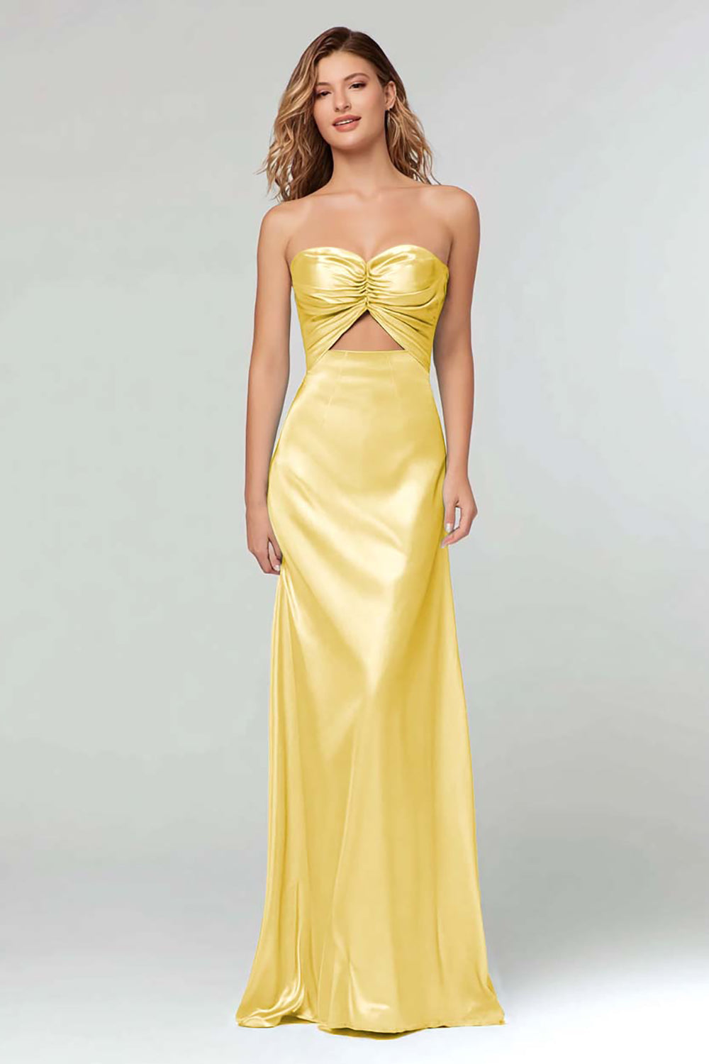 Strapless Sheath Cut Out Sky Blue Long Formal Dress