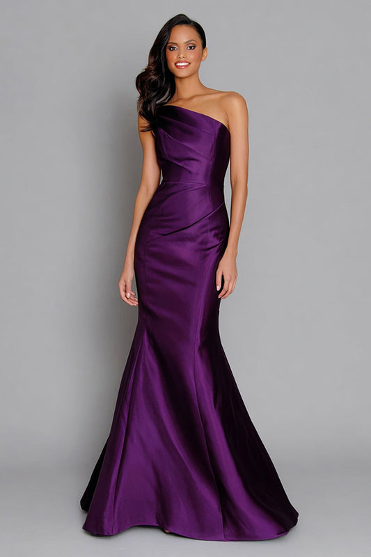 Purple Mermaid One Shoulder Long Formal Dress