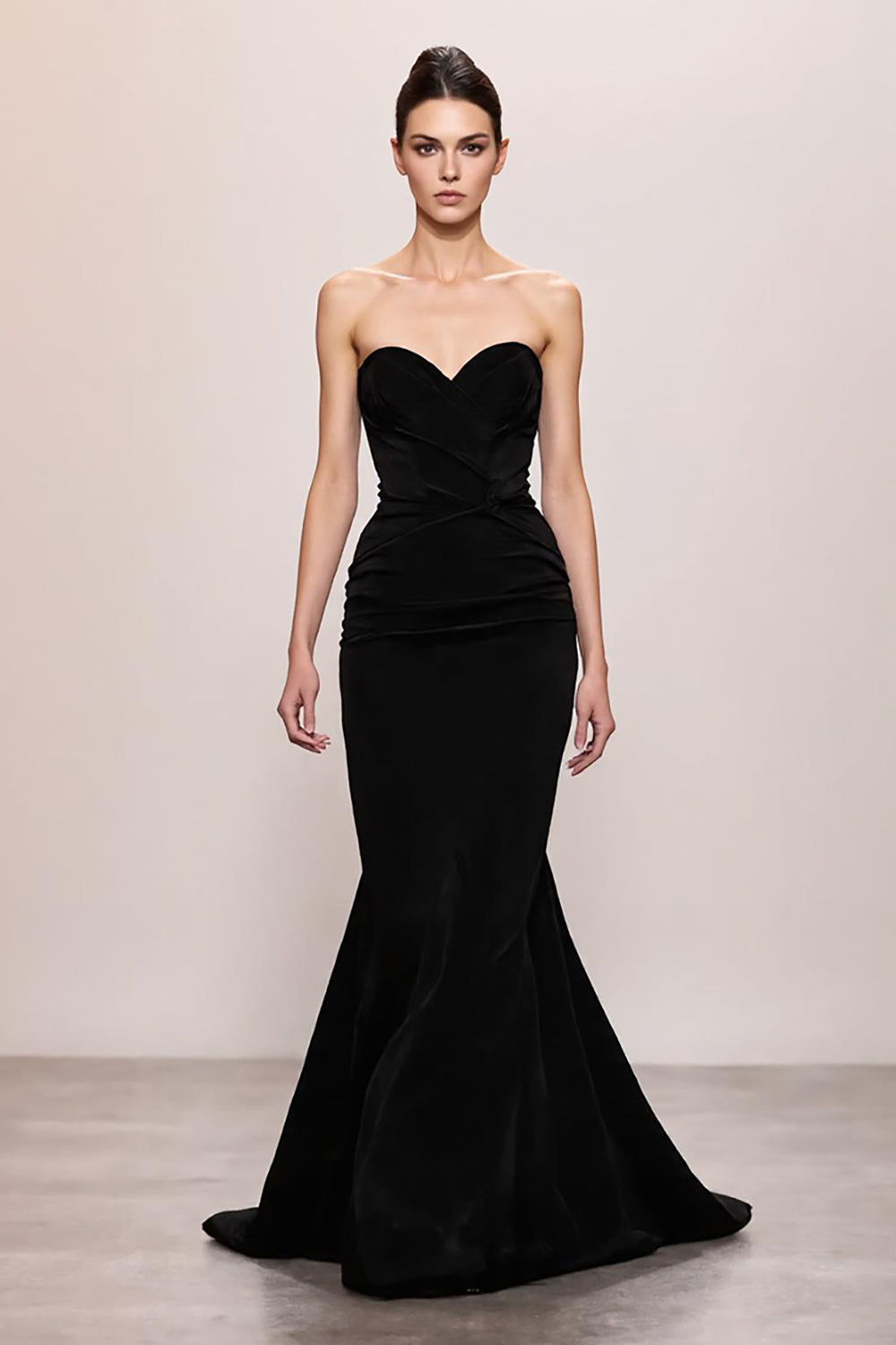 Black Velvet Mermaid Sweetheart Evening Dress