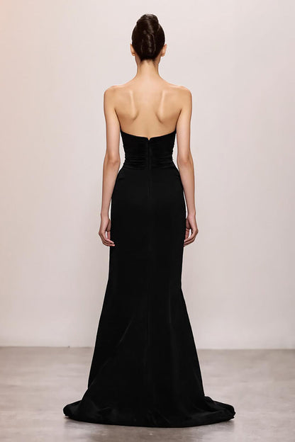 Black Velvet Mermaid Sweetheart Evening Dress